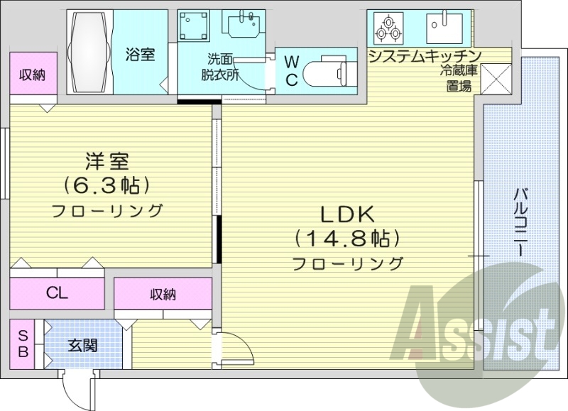 1LDK、灯油暖房、エアコン、宅配BOX、オートロック
