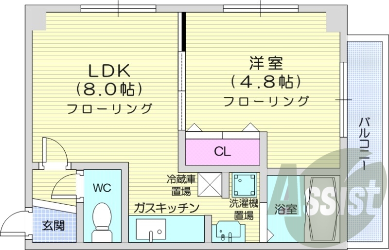 1LDK、シャンプードレッサー、バルコニー、エアコン