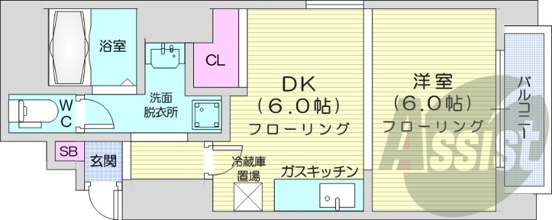 1DK、エアコン、オートロック、独立洗面台