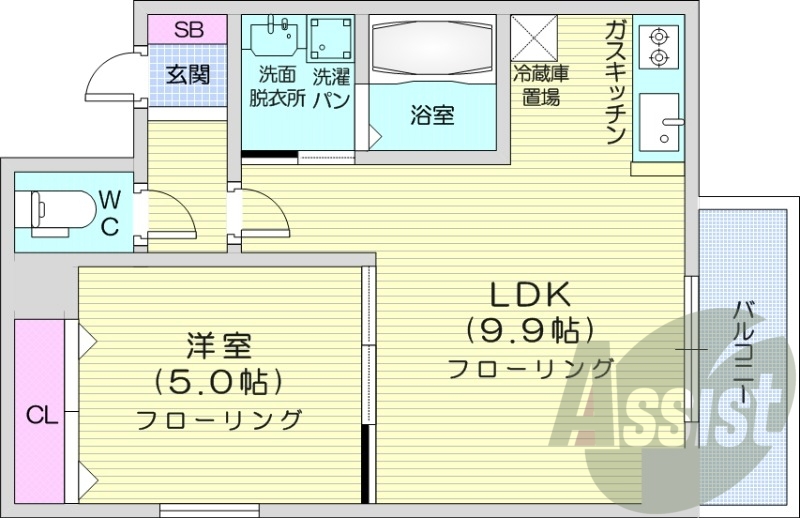1LDK、4オートロック、独立洗面台、宅配BOX