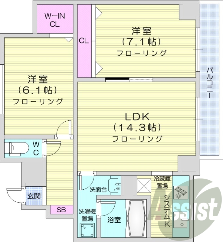 1LDK、ウォシュレット、宅配BOX、トランクルーム