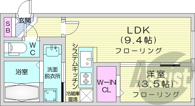 1LDK、エアコン、ガスリミット採用、オートロック
