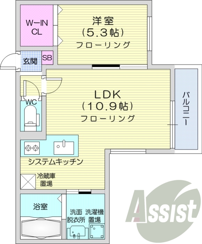 1LDK、都市ガス、エアコン、ガス暖房、ネット無料