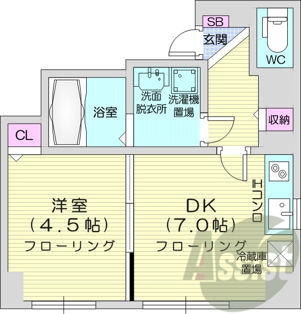 1LDK、灯油暖房、ネット無料、ペット可