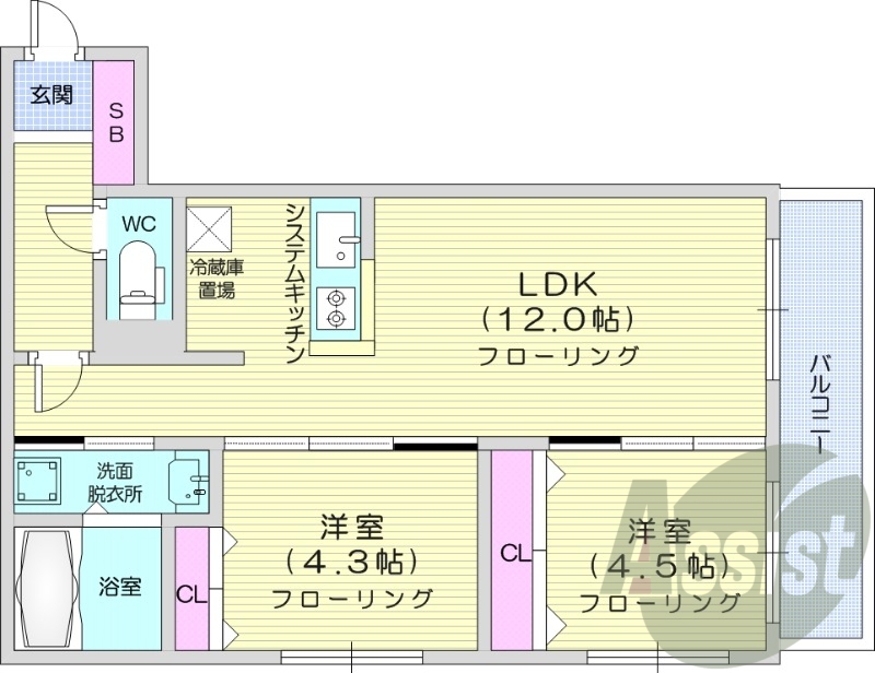 2LDK、都市ガスエコジョーズ、追い焚き、エレベーター