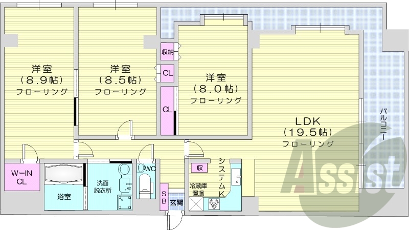 1LDK、ネット使用料不要、バルコニー、宅配ボックス