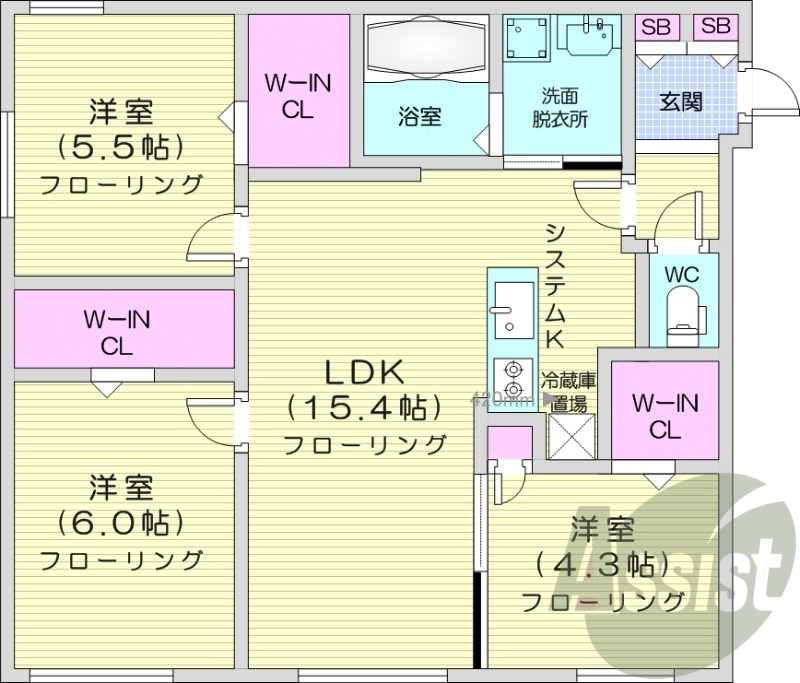 3LDK、都市ガス、エアコン、ネット無料、エレベーター