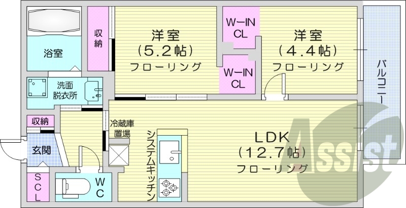 2LDK、エアコン、都市ガス、ペット飼育可能