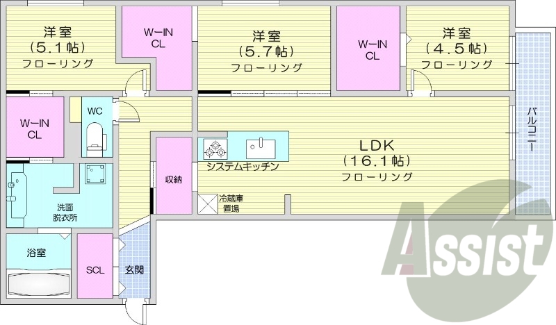2SLDK、エアコン、都市ガス、ペット飼育可能