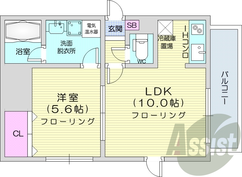 1LDK、システムキッチン、ネット無料、シャンプードレッサー