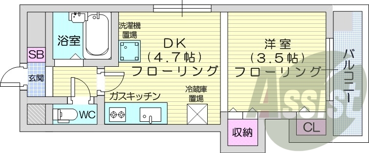 1DK、宅配ボックス、防犯カメラ、ウォシュレット、