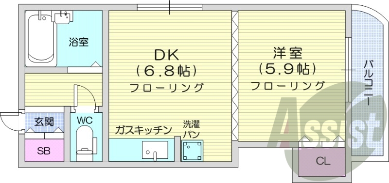 1DK、角部屋、最上階、オートロック、生活保護者入居可