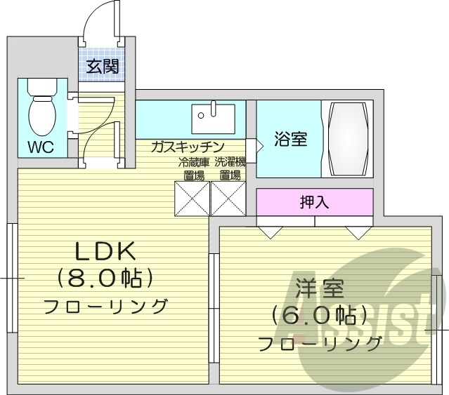 1LDK、最上階、角部屋、灯油暖房、収納