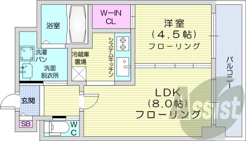 1LDK、モニタ付インターホン、シャワートイレ