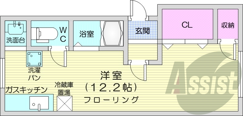 ワンルーム、独立洗面台、風呂・トイレ別、シャワートイレ