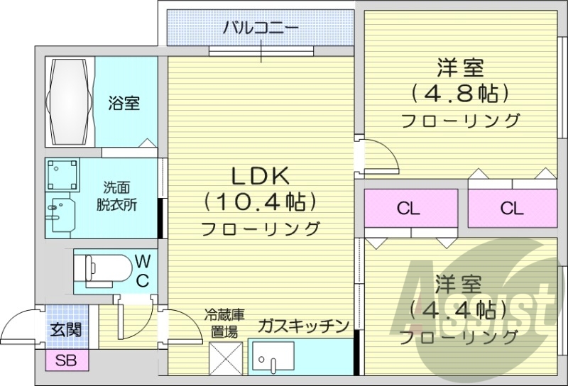 2LDK、オートロック、ペット可、光ファイバー