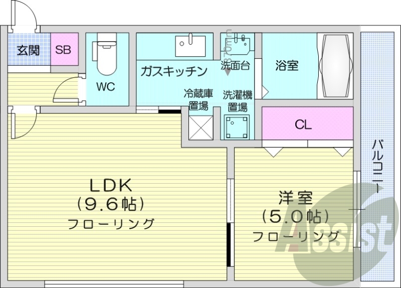 1LDK、灯油暖房、エアコン、角部屋、ＴＶインターホン