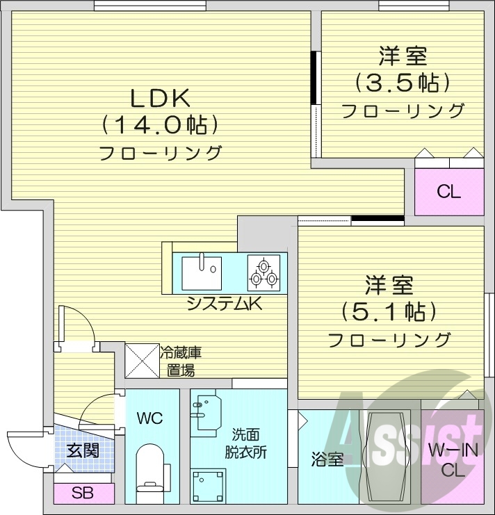 2LDK、エアコン、ペット飼育可能、ネット無料