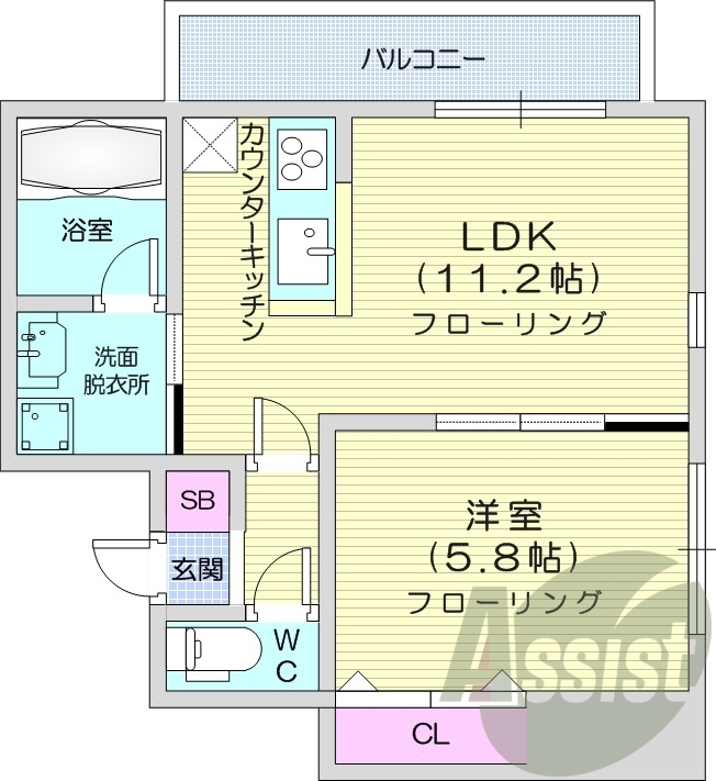1LDK、システムキッチン、ネット無料、シャンドレ