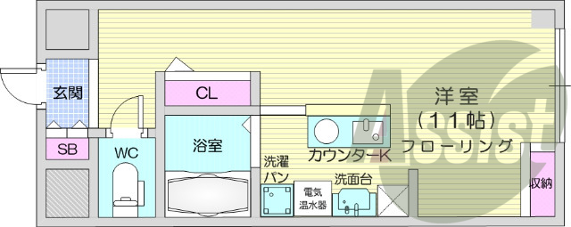 1R、エアコン、オール電化、ネット無料、オートロック