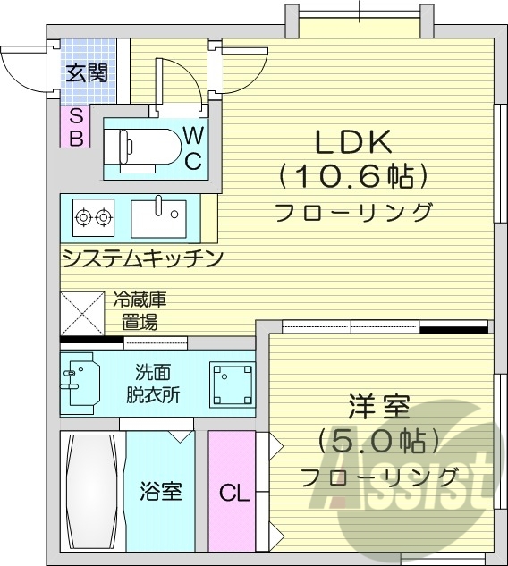 1LDK、都市ガス、エアコン、ネット無料、シャワートイレ
