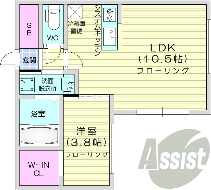 1LDK、都市ガス、エアコン、浴室乾燥機、独立洗面台