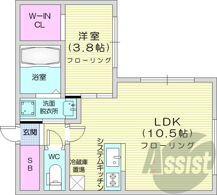 1LDK、都市ガス、エアコン、浴室乾燥機、独立洗面台
