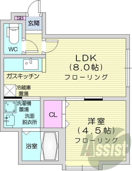 1LDK、エアコン、独立洗面台、灯油暖房、シューズボックス
