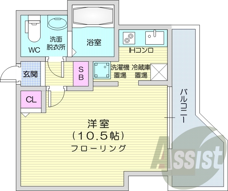 1R、オートロック、バストイレ別、TVモニターホン