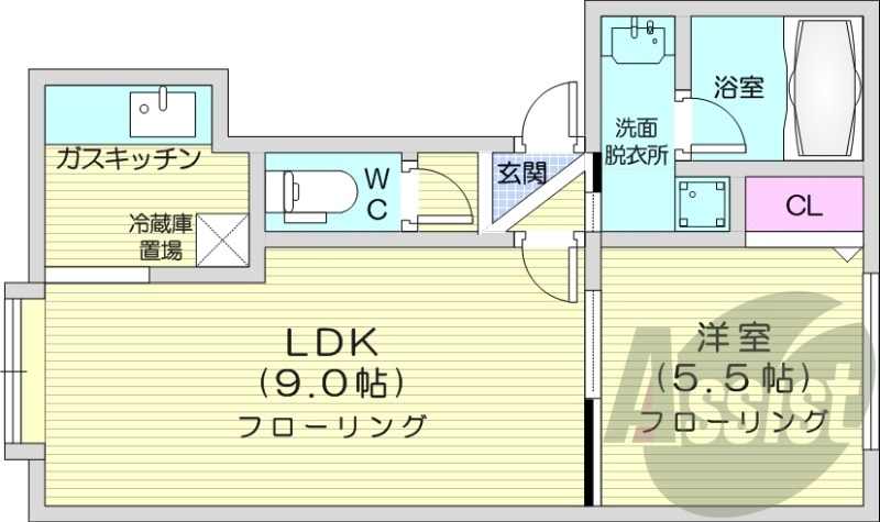 1LDK、ネット無料、自転車置き場、独立洗面台、バストイレ別