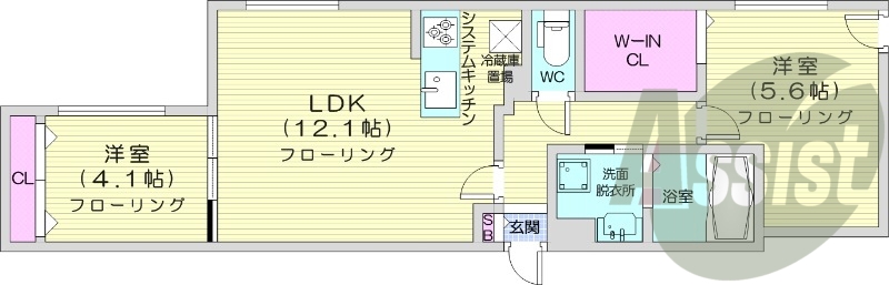 2LDK、エアコン、都市ガス、ペット飼育可