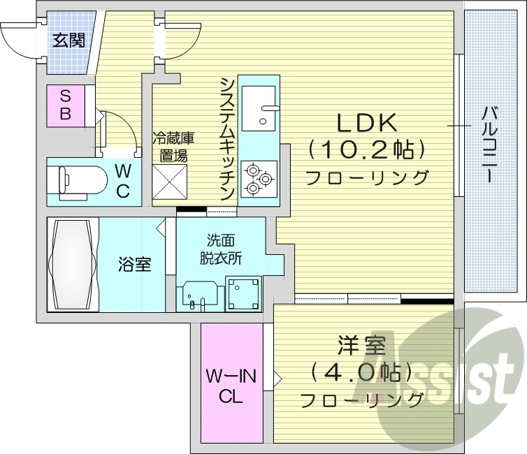 1LDK、エアコン、都市ガス、ペット飼育可