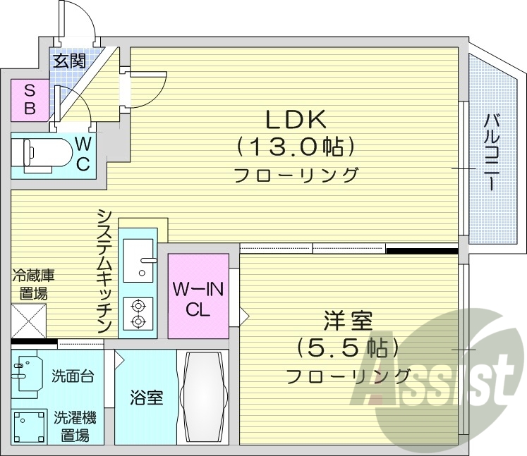 1LDK、ペット可、都市ガス、エアコン、追い焚き