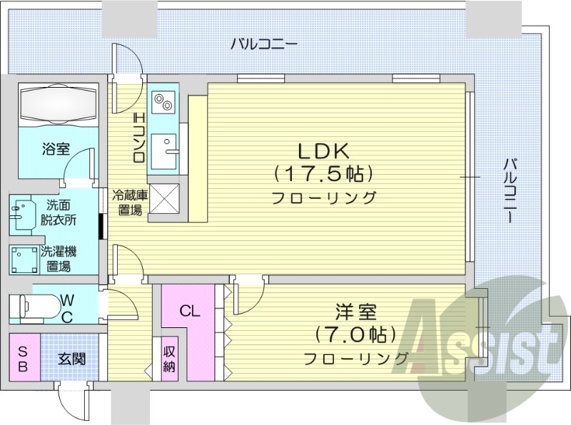 1LDK、オートロック、角部屋、ペット可、ネット無料