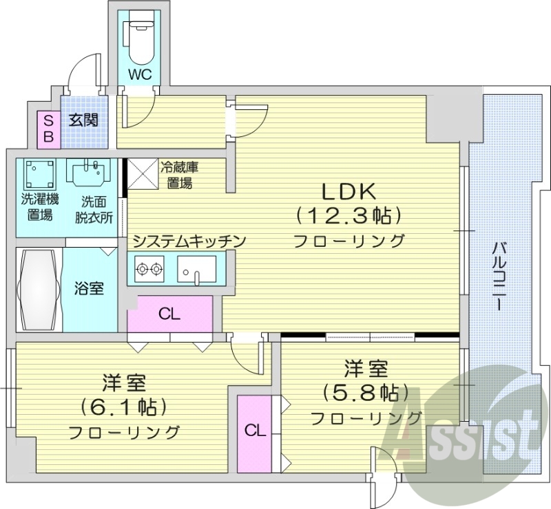 1LDK、エアコン、灯油暖房、浴室乾燥機、宅配BOX、