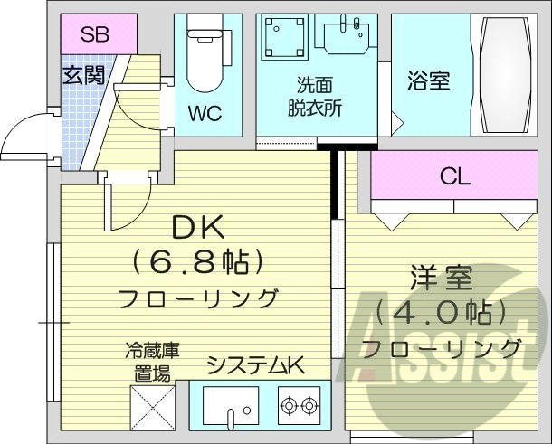 1DK、エアコン、浴室乾燥機、灯油暖房