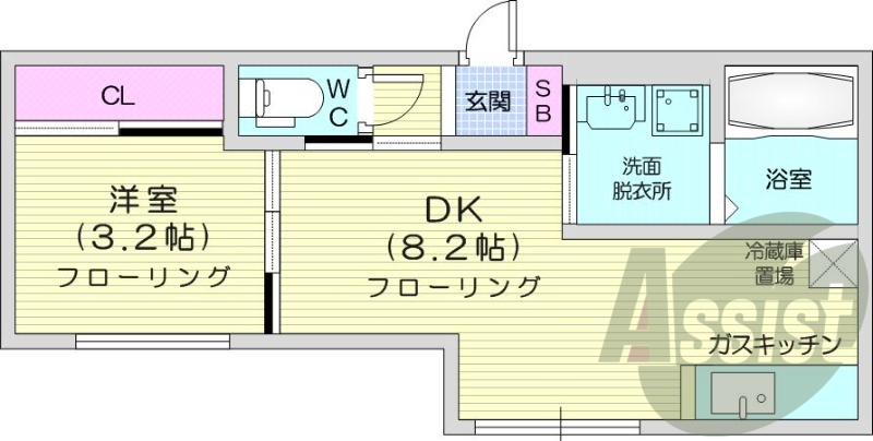 1LDK、エアコン、ネット無料、シャワートイレ