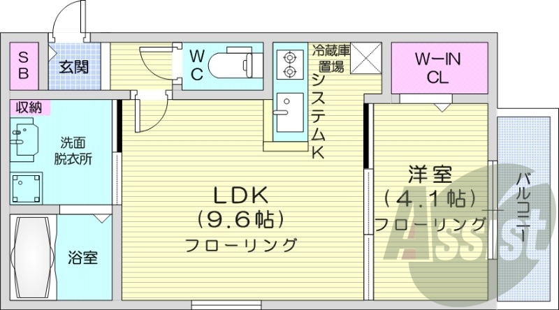 1LDK、エアコン、都市ガス、ネット無料