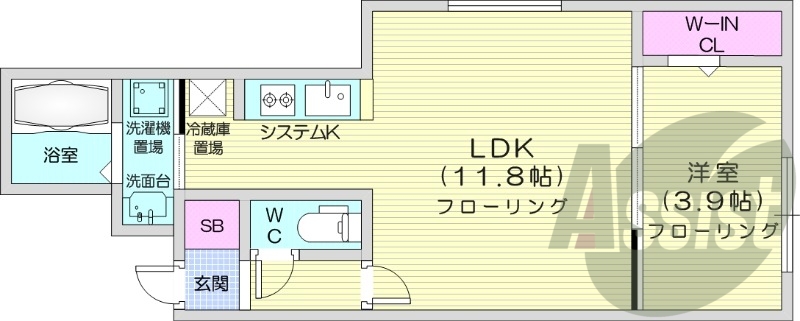 1LDK、エアコン、ネット使用料無料、バルコニー