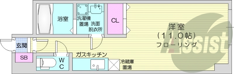 1R、エレベーター、ネット使用料不要、オートロック