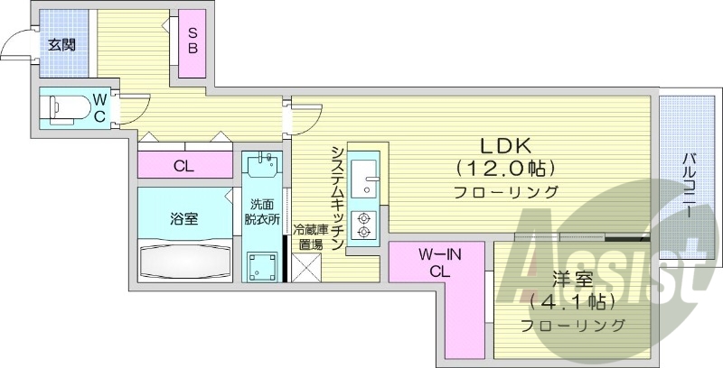 1LDK、エアコン、都市ガス、浴室乾燥機