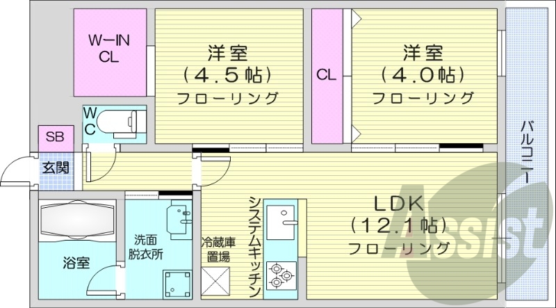 2LDK、エアコン、都市ガス、ペット飼育可能