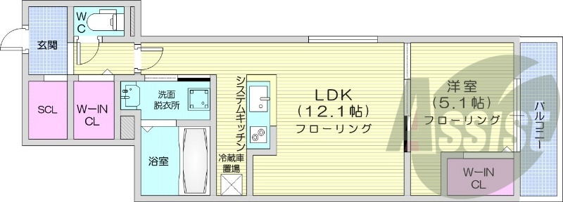 1LDK、エアコン、都市ガス、浴室乾燥機