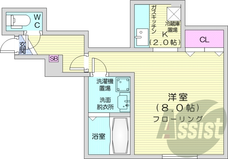 1K、カメラ付きインターホン、灯油暖房、シャンドレ