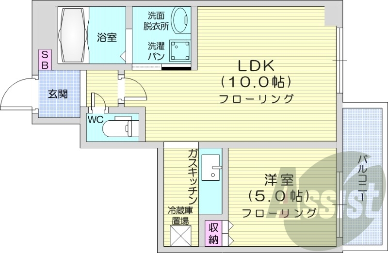 1LDK、宅配ボックス、TVインターホン