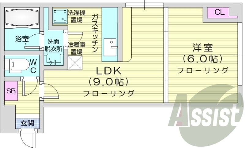 1LDK、エアコン、独立洗面台、灯油暖房