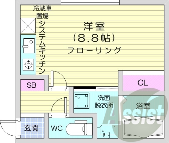 1R、エアコン、ペット飼育可、ネット使用料無料