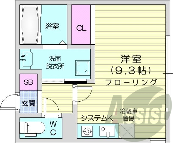 1R、エアコン、ペット飼育可、ネット使用料無料