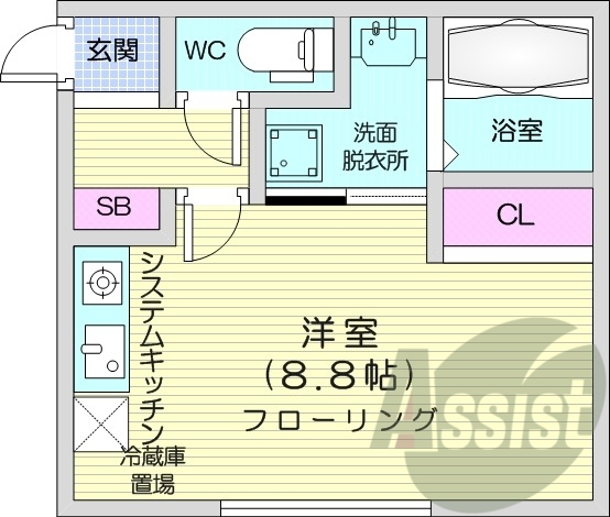 1R、エアコン、ペット飼育可、ネット使用料無料