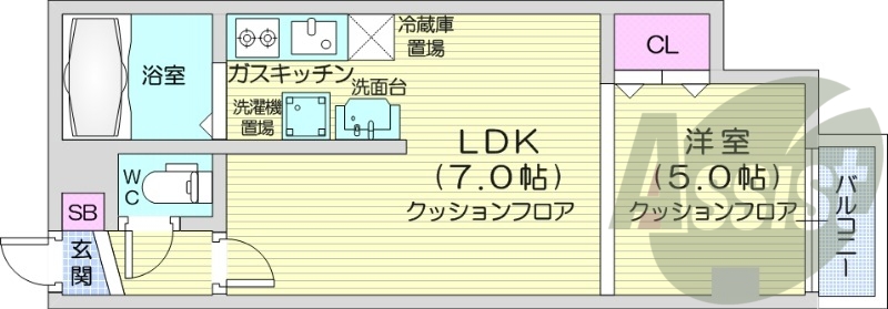 1DK、灯油FF暖房、オートロック、光ファイバー